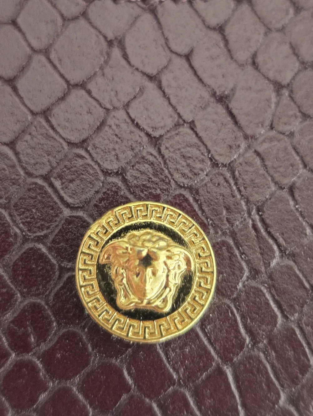 NIB Versace Medusa Biggie Burgundy Snakeskin Leather Card Case Unisex